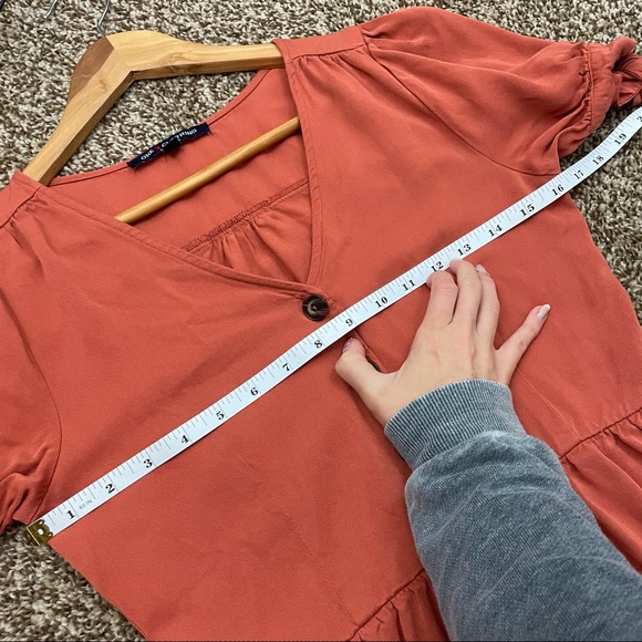 One Clothing Orange Button Down Midi Dress Large - Picture 7 of 8